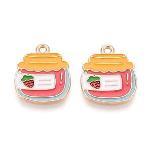 Charm mini pandantiv auriu emailat borcan gem 19x16mm