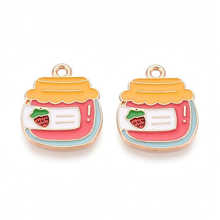 Charm mini pandantiv auriu emailat borcan gem 19x16mm