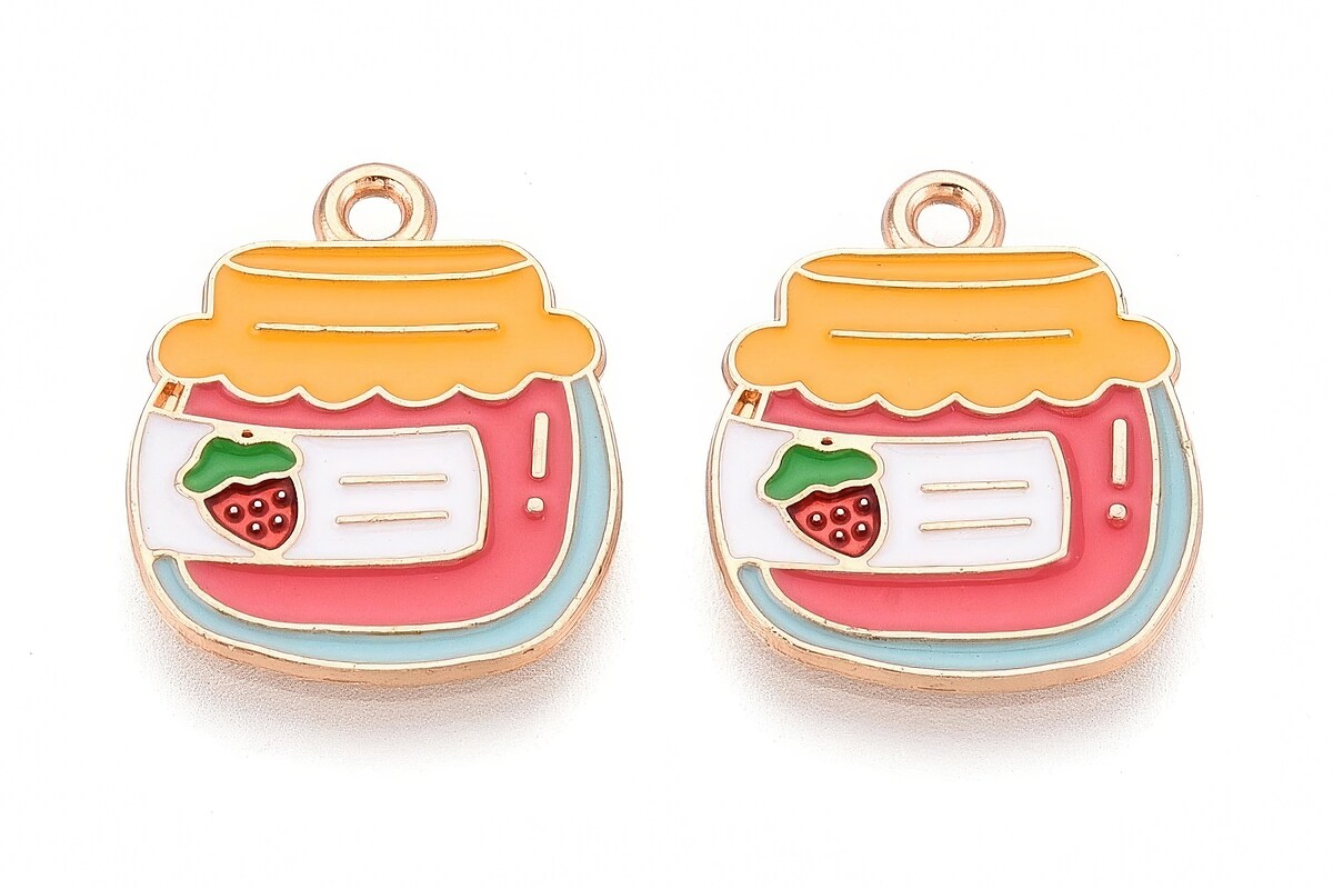 Charm mini pandantiv auriu emailat borcan gem 19x16mm