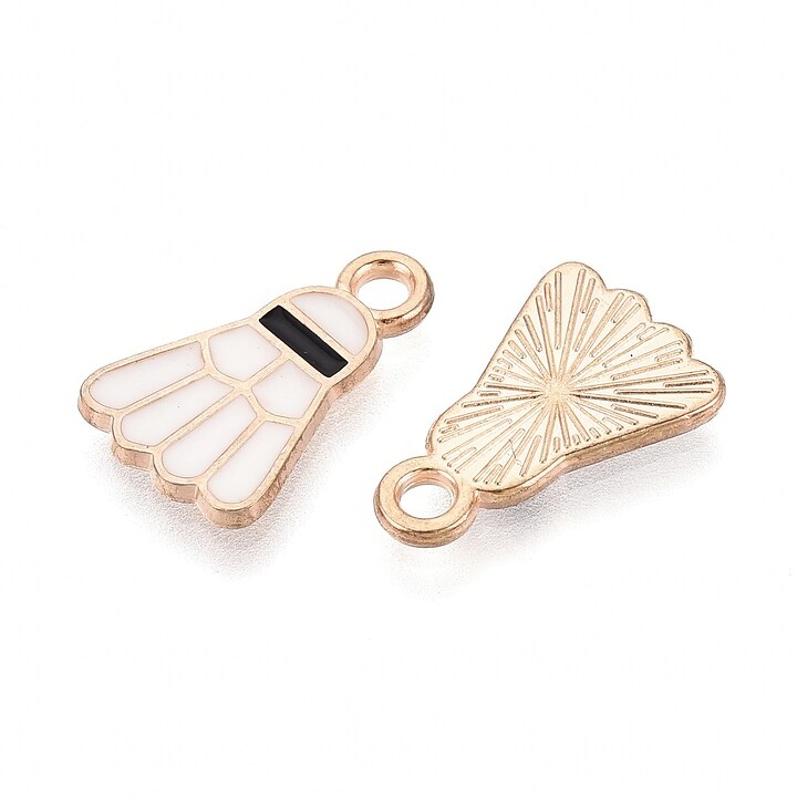 Charm mini pandantiv auriu emailat fluturas de badminton 25x8,5mm