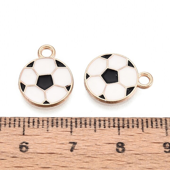 Charm mini pandantiv auriu emailat minge de fotbal 15x12mm