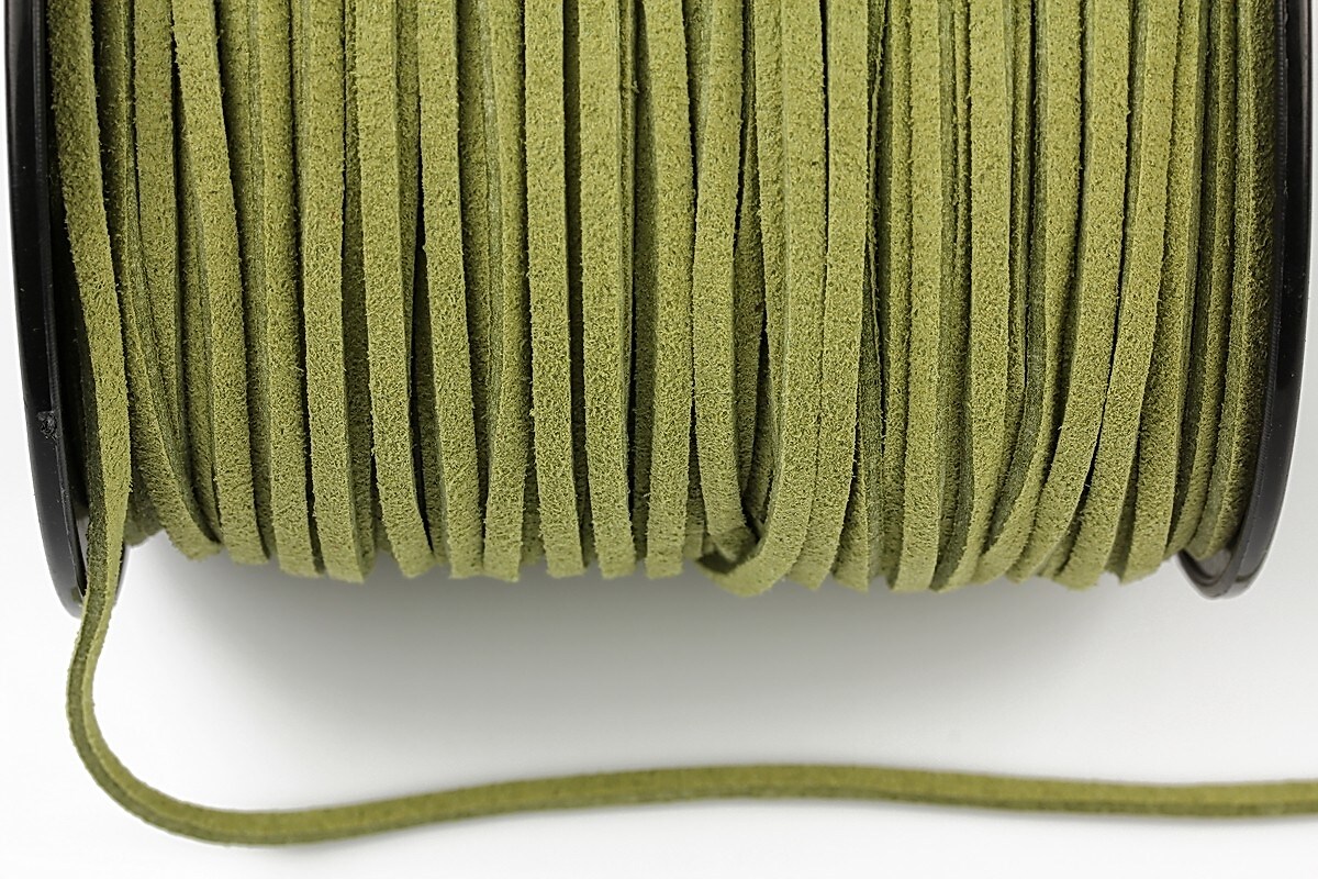 Snur suede (imitatie piele intoarsa) 3x1mm, verde olive (5m) - cod 184