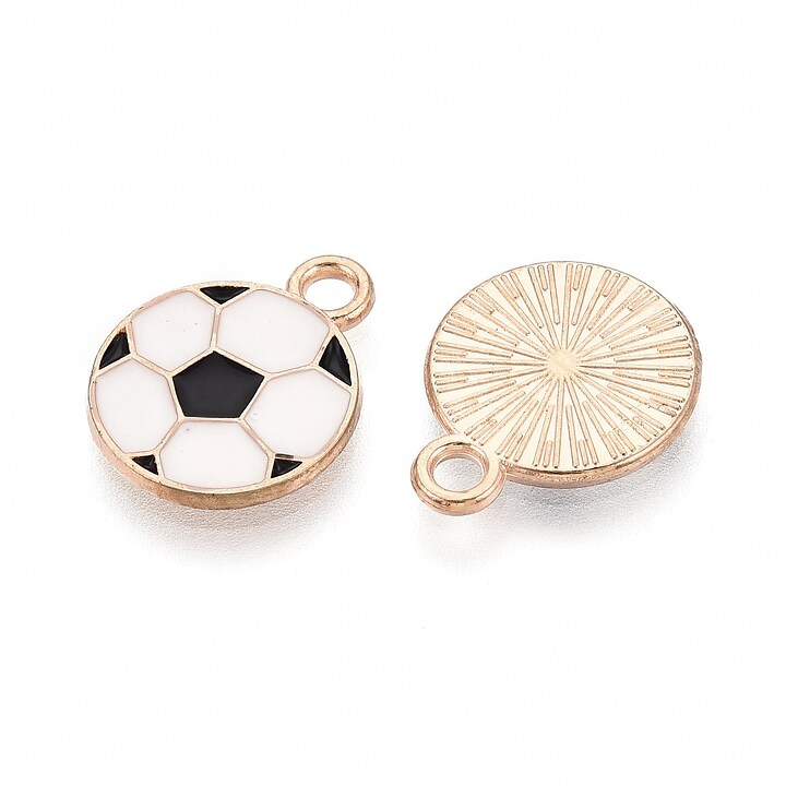 Charm mini pandantiv auriu emailat minge de fotbal 15x12mm