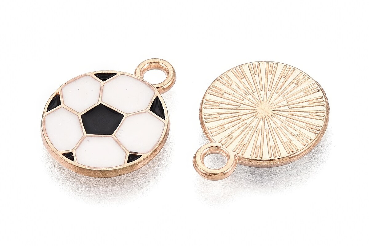 Charm mini pandantiv auriu emailat minge de fotbal 15x12mm