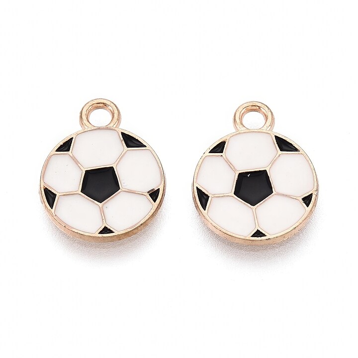 Charm mini pandantiv auriu emailat minge de fotbal 15x12mm