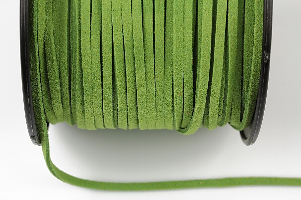 Snur suede (imitatie piele intoarsa) 3x1mm, verde deschis (5m) - cod 185