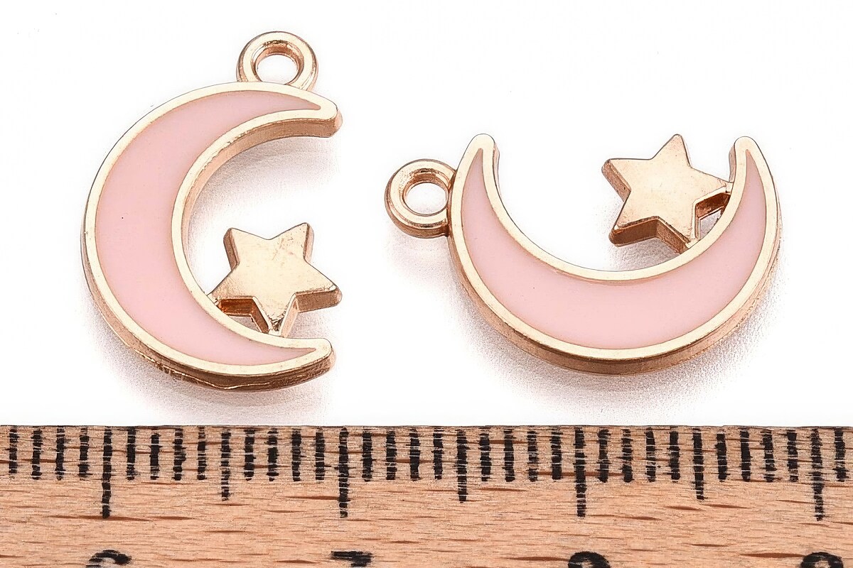 Charm mini pandantiv auriu emailat luna 17x11mm
