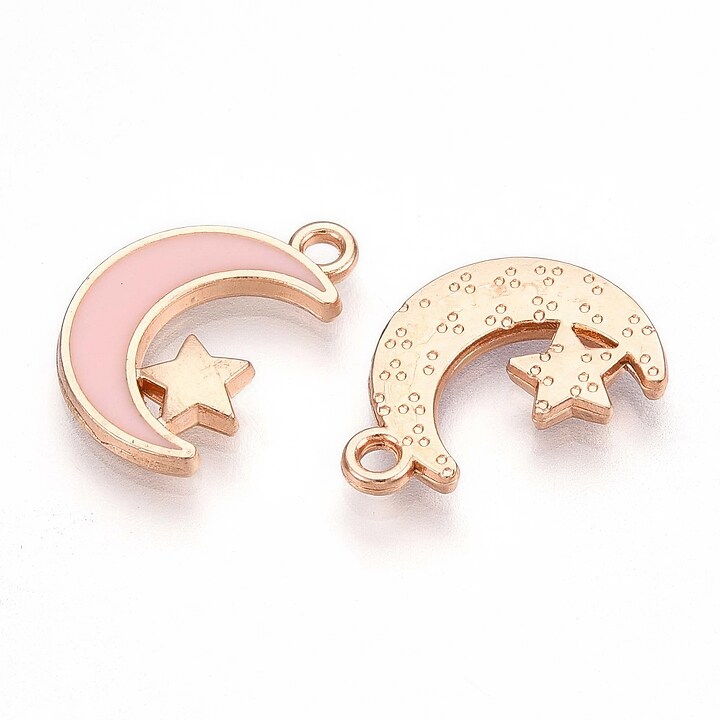 Charm mini pandantiv auriu emailat luna 17x11mm