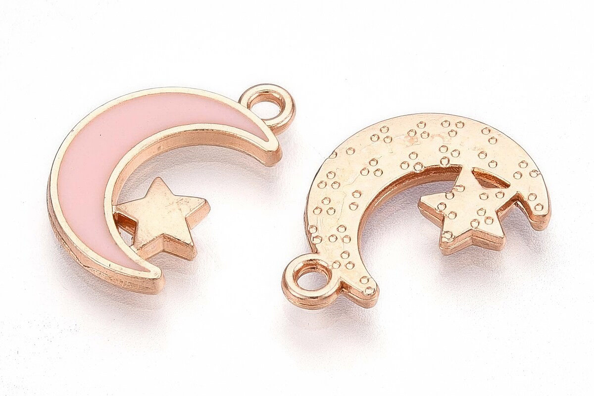 Charm mini pandantiv auriu emailat luna 17x11mm