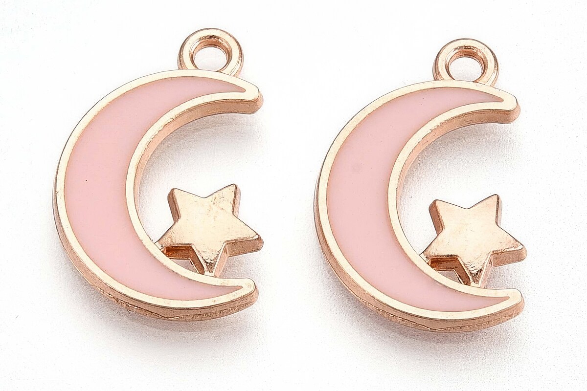 Charm mini pandantiv auriu emailat luna 17x11mm