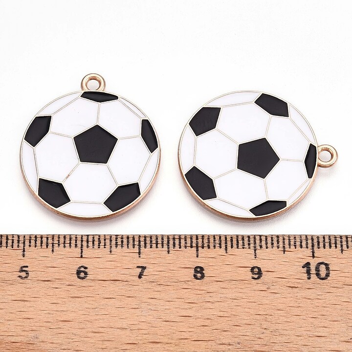 Charm mini pandantiv auriu emailat minge de fotbal 28x25mm