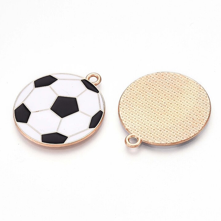 Charm mini pandantiv auriu emailat minge de fotbal 28x25mm
