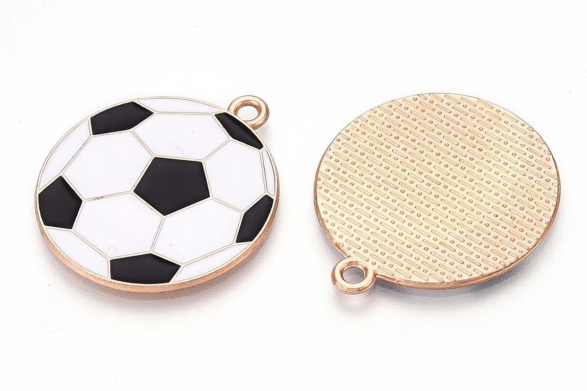 Charm mini pandantiv auriu emailat minge de fotbal 28x25mm