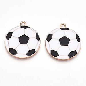 Charm mini pandantiv auriu emailat minge de fotbal 28x25mm