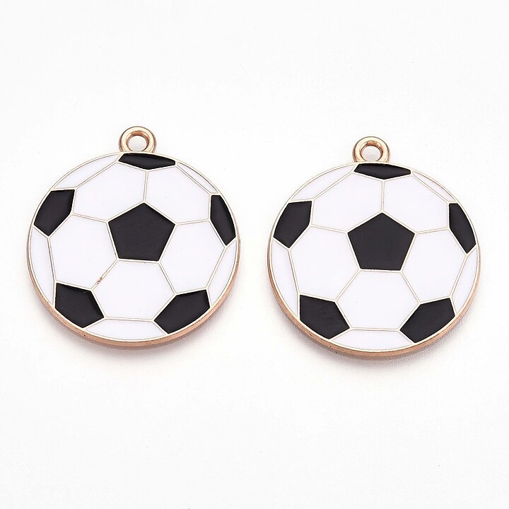 Charm mini pandantiv auriu emailat minge de fotbal 28x25mm