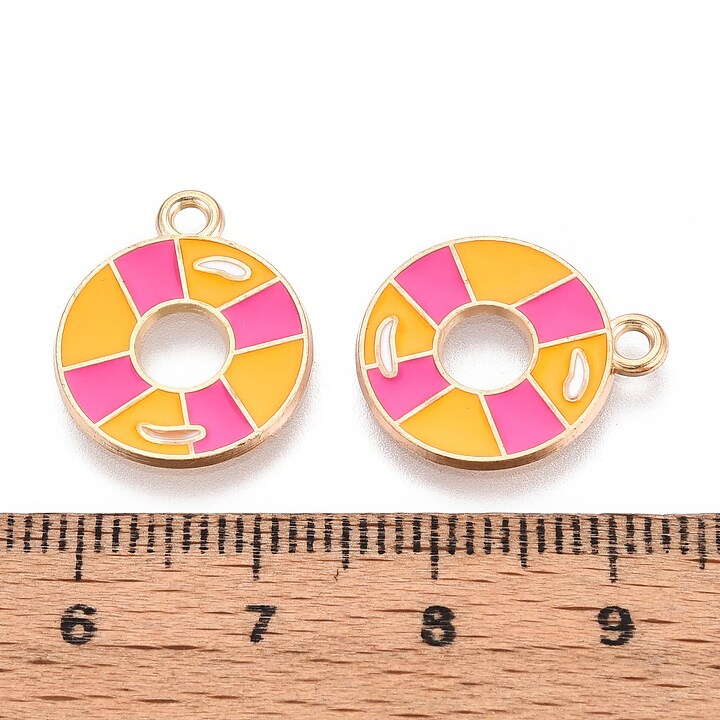 Charm mini pandantiv auriu emailat colac plaja 18x15mm