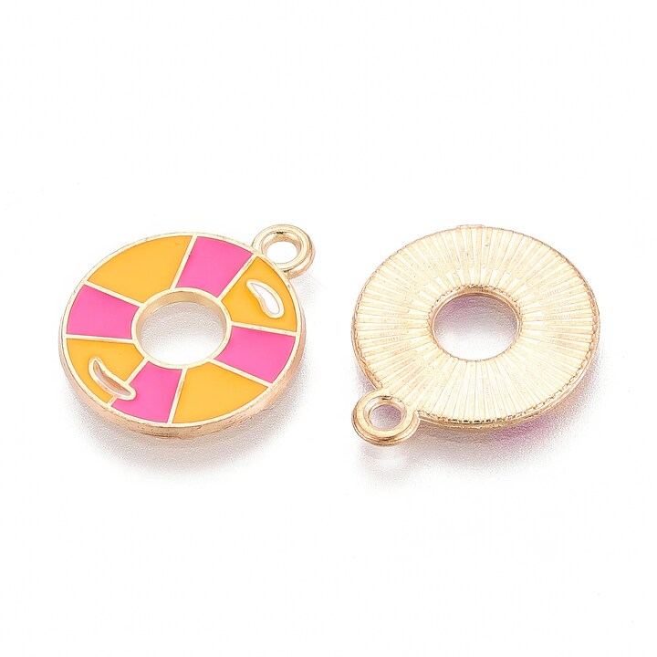 Charm mini pandantiv auriu emailat colac plaja 18x15mm