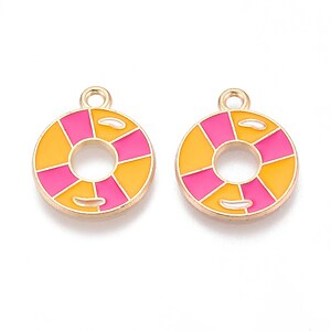 Charm mini pandantiv auriu emailat colac plaja 18x15mm