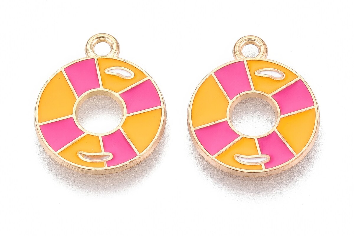 Charm mini pandantiv auriu emailat colac plaja 18x15mm