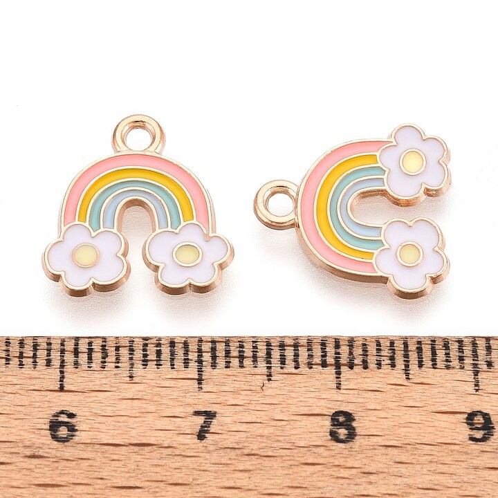 Charm mini pandantiv auriu emailat curcubeu 14,7x14mm
