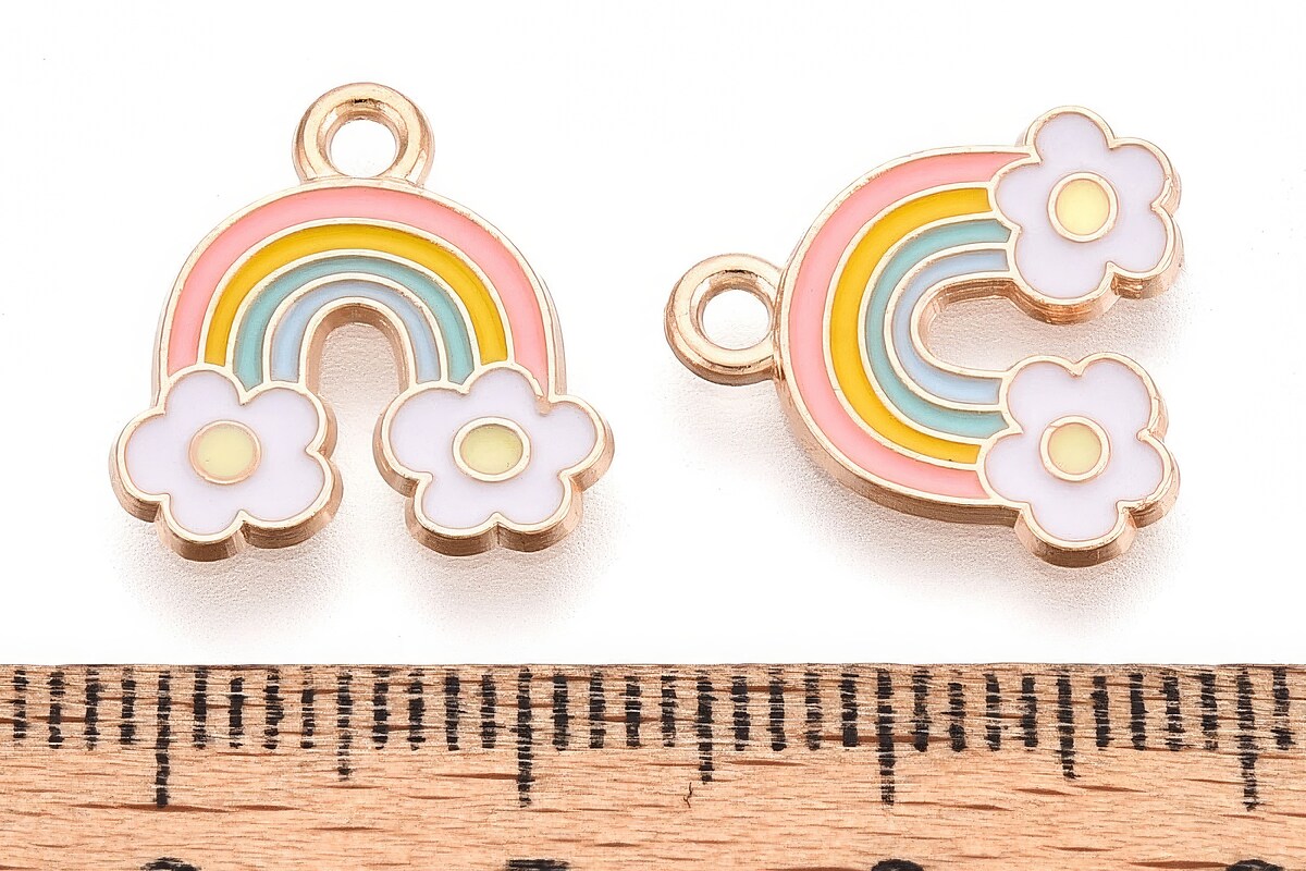 Charm mini pandantiv auriu emailat curcubeu 14,7x14mm