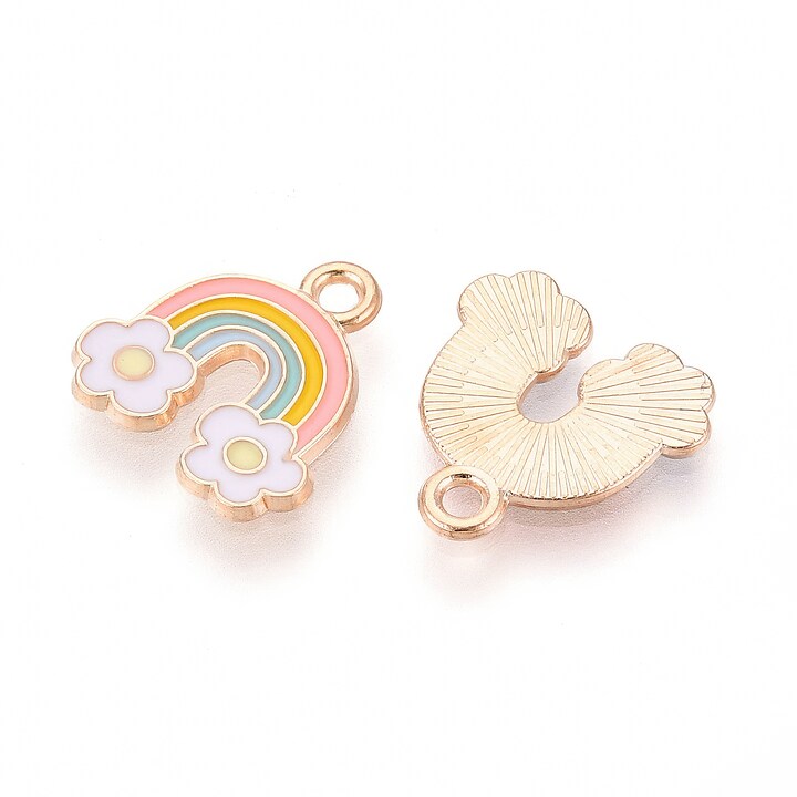 Charm mini pandantiv auriu emailat curcubeu 14,7x14mm