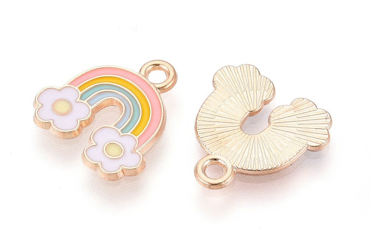 Charm mini pandantiv auriu emailat curcubeu 14,7x14mm