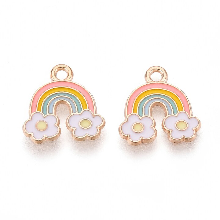 Charm mini pandantiv auriu emailat curcubeu 14,7x14mm