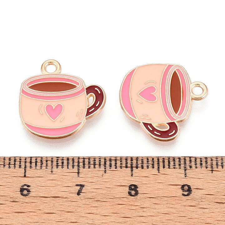 Charm mini pandantiv auriu emailat ceasca 17x16,7mm