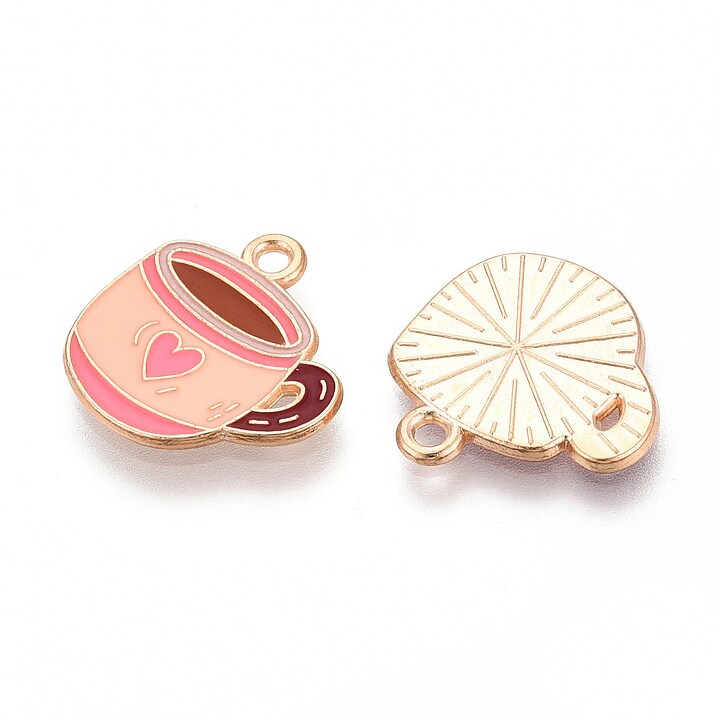Charm mini pandantiv auriu emailat ceasca 17x16,7mm