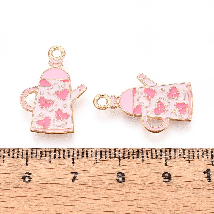 Charm mini pandantiv auriu emailat ceainic 22x15mm