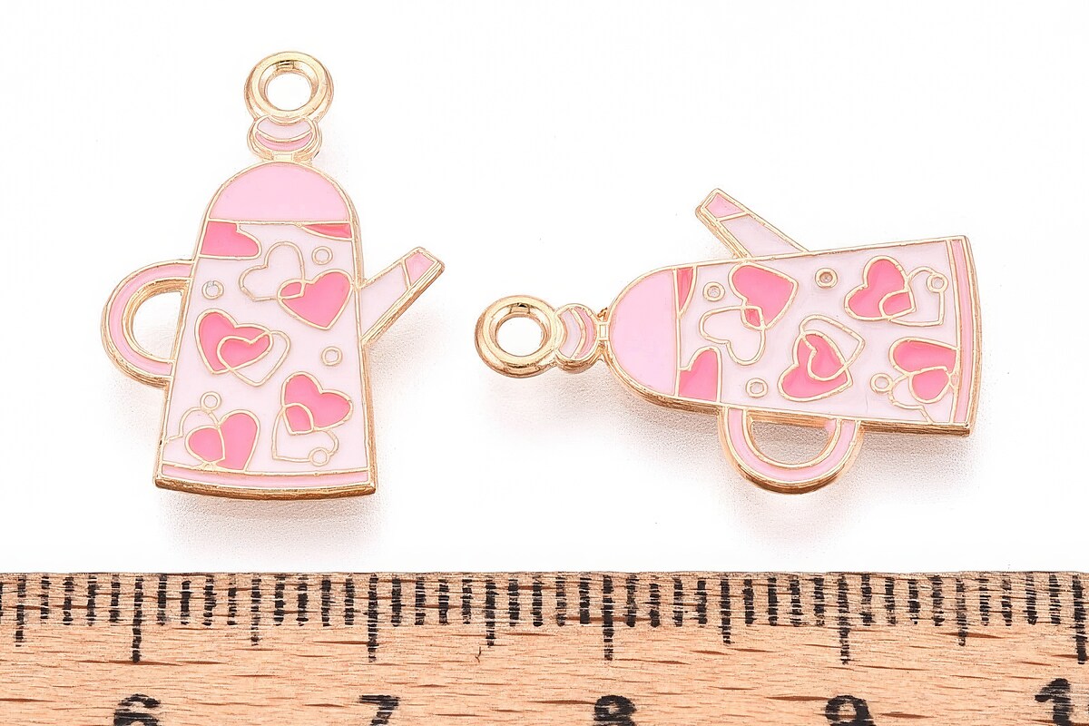 Charm mini pandantiv auriu emailat ceainic 22x15mm