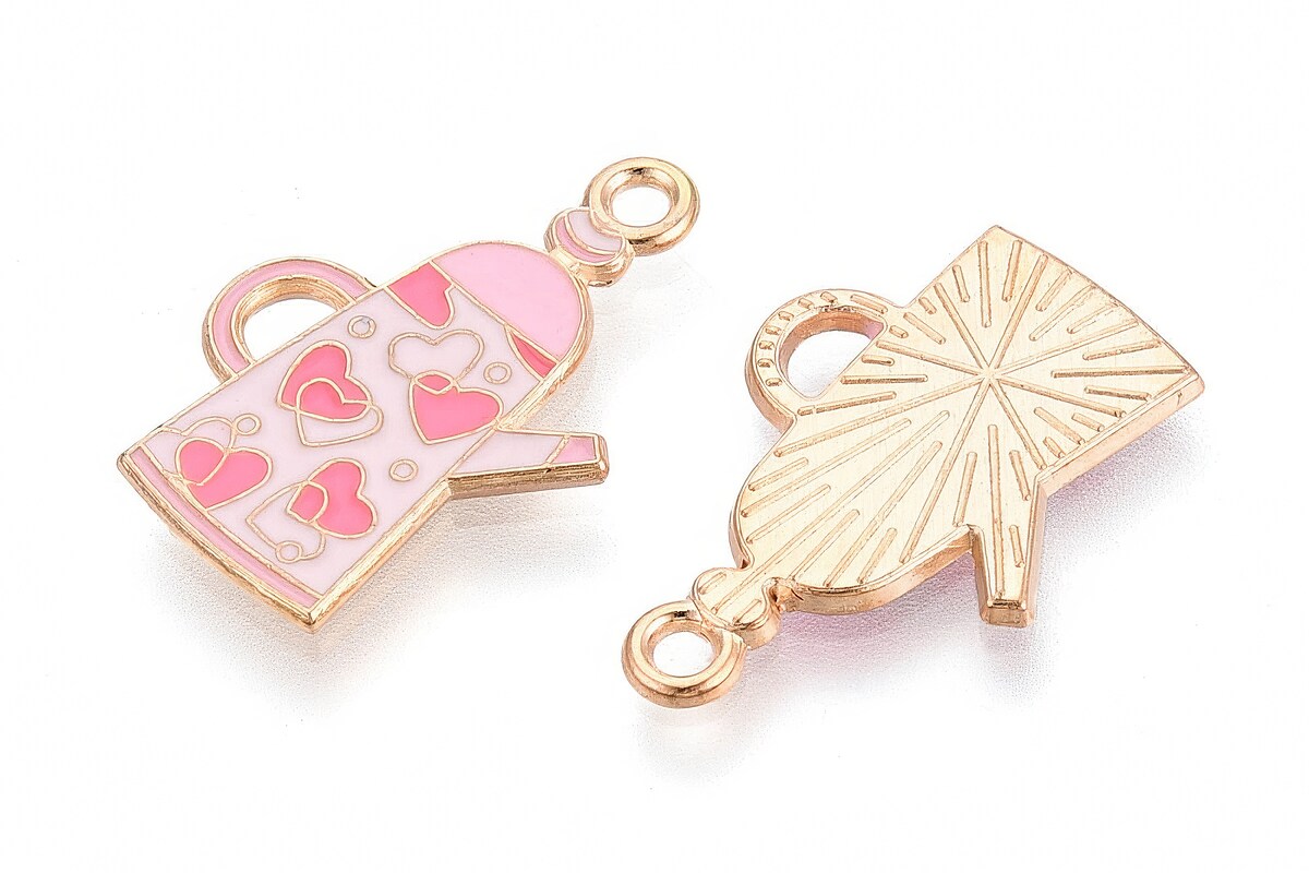 Charm mini pandantiv auriu emailat ceainic 22x15mm