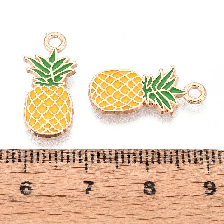 Charm mini pandantiv auriu emailat ananas 20x9mm