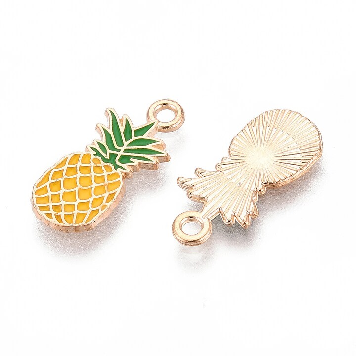Charm mini pandantiv auriu emailat ananas 20x9mm