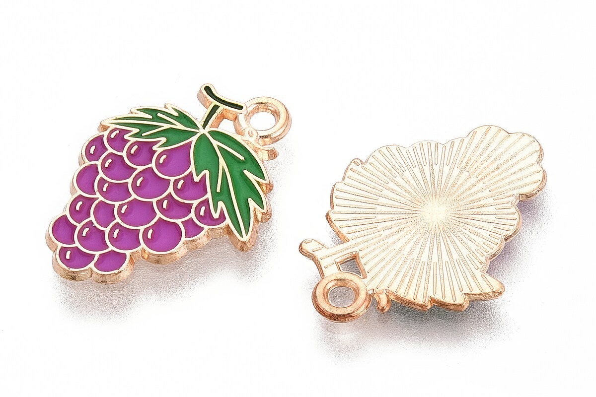 Charm mini pandantiv auriu emailat strugure 21x15mm