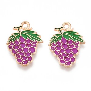 Charm mini pandantiv auriu emailat strugure 21x15mm