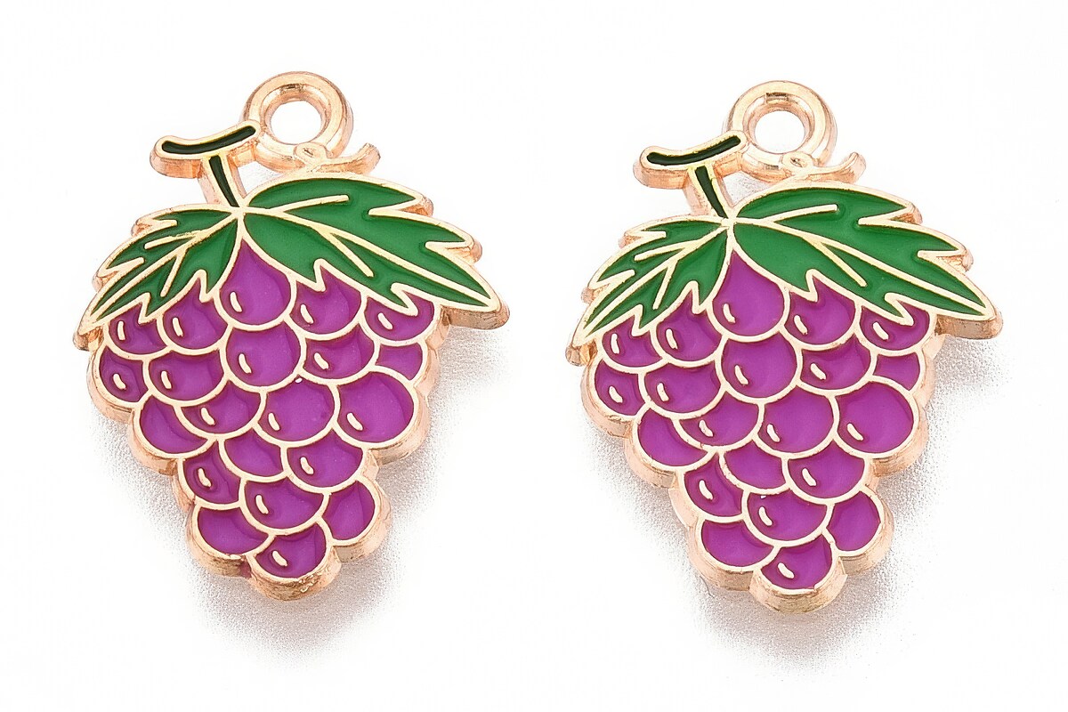 Charm mini pandantiv auriu emailat strugure 21x15mm