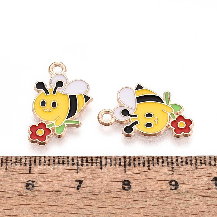 Charm mini pandantiv auriu emailat albina 20x13mm