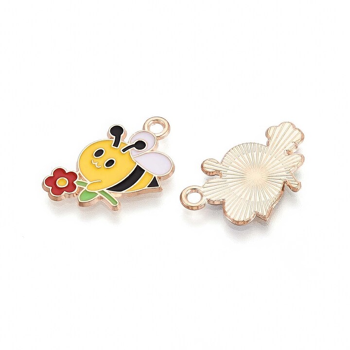 Charm mini pandantiv auriu emailat albina 20x13mm