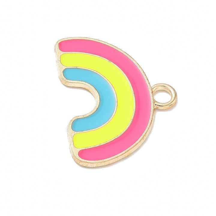 Charm mini pandantiv auriu emailat curcubeu 18x24mm