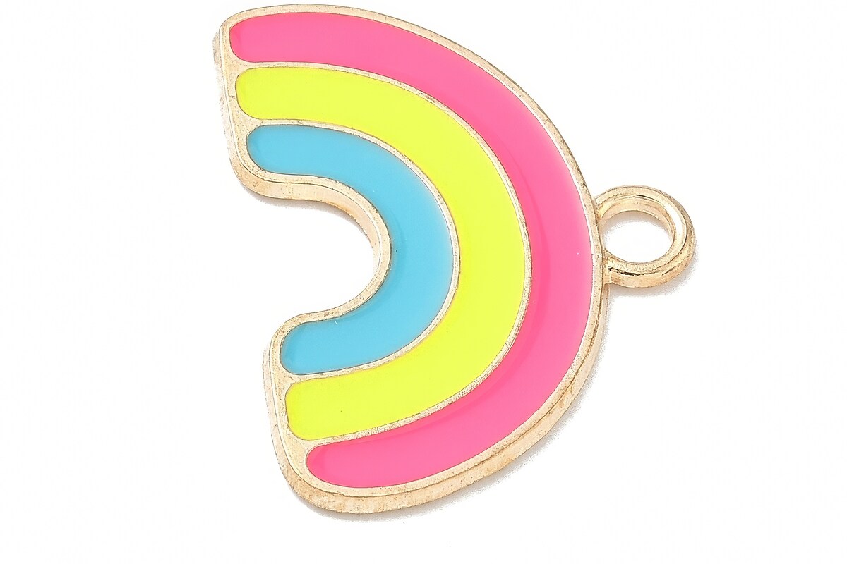 Charm mini pandantiv auriu emailat curcubeu 18x24mm
