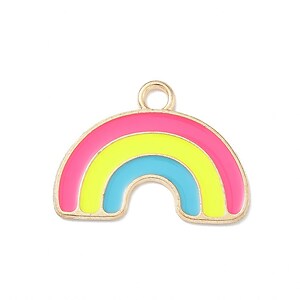 Charm mini pandantiv auriu emailat curcubeu 18x24mm
