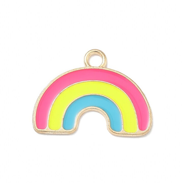 Charm mini pandantiv auriu emailat curcubeu 18x24mm