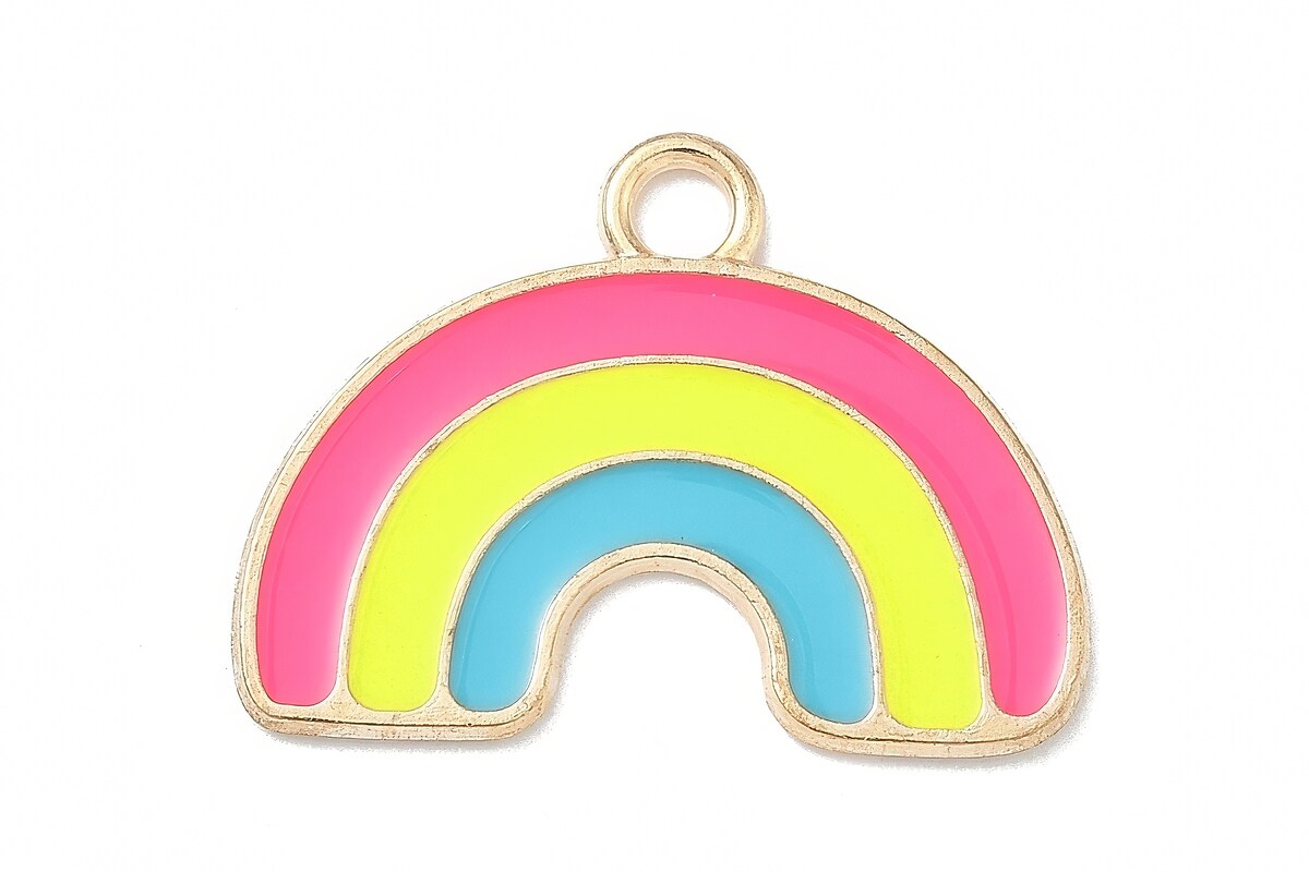 Charm mini pandantiv auriu emailat curcubeu 18x24mm