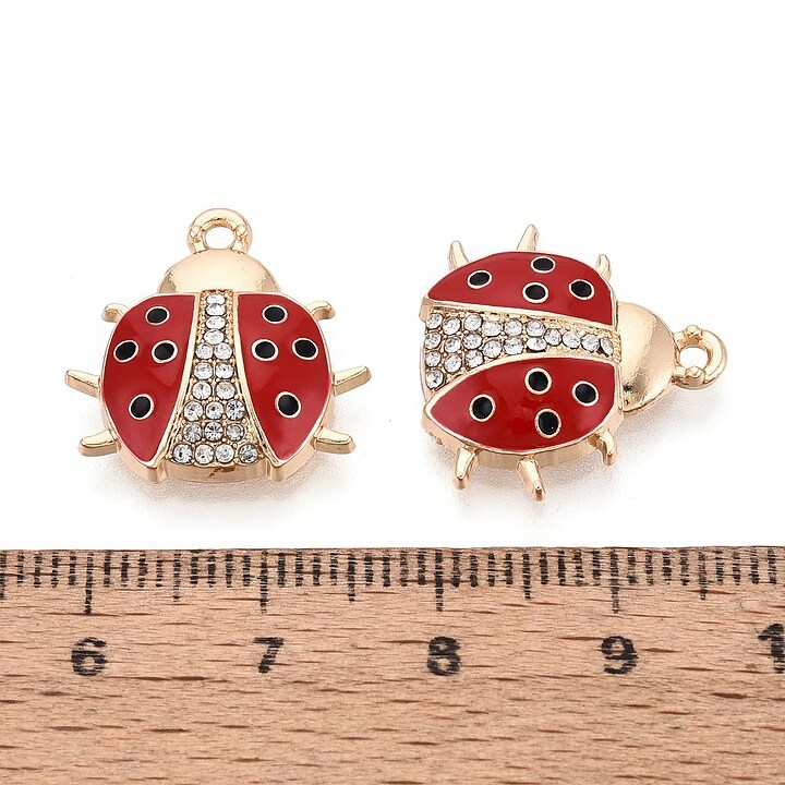 Charm mini pandantiv auriu emailat gargarita cu strasuri albe 18x18mm
