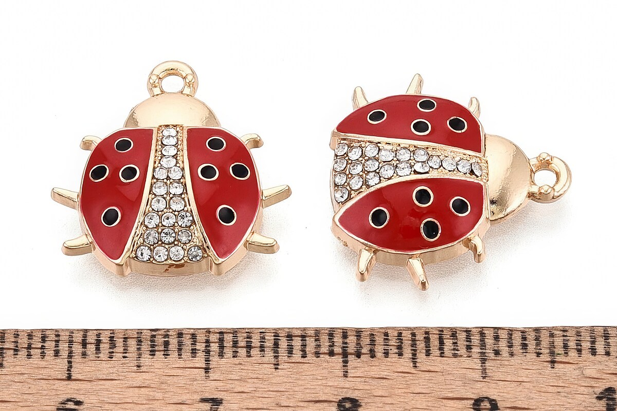 Charm mini pandantiv auriu emailat gargarita cu strasuri albe 18x18mm