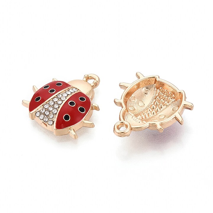 Charm mini pandantiv auriu emailat gargarita cu strasuri albe 18x18mm