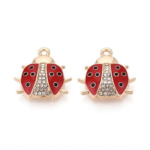 Charm mini pandantiv auriu emailat gargarita cu strasuri albe 18x18mm