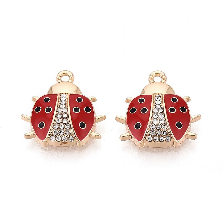 Charm mini pandantiv auriu emailat gargarita cu strasuri albe 18x18mm